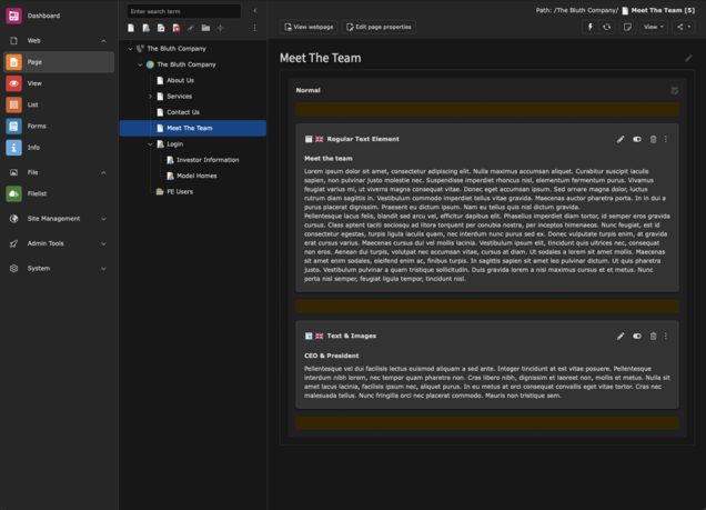 Screenshot of TYPO3 v13 backend in light mode. 