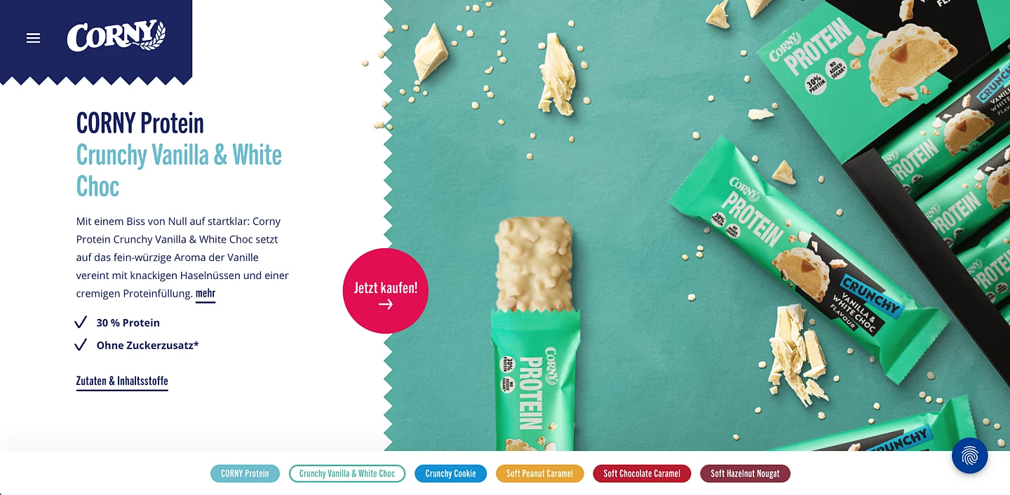  Screenshot of the dealer search function of the Corny Brand-Website